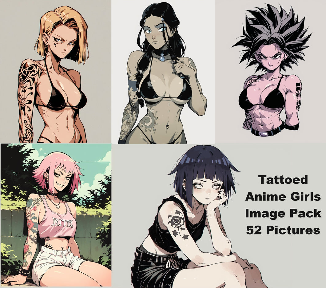 Tattoed Anime Girls / Image Pack / 52 Pictures